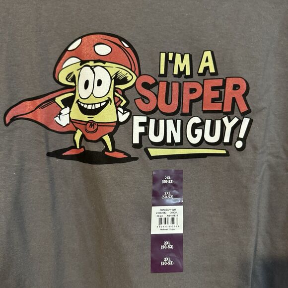 I'm a Super Fun Guy Mushroom T-Shirt Men's Graphic Tee 2XL NWT Novelty Humor - Picture 2 of 6